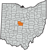 Delaware County County highlighted on the map of Ohio